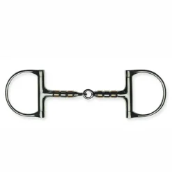 Metalab Jointed with Copper Rollers D-ring Snaffle Bit